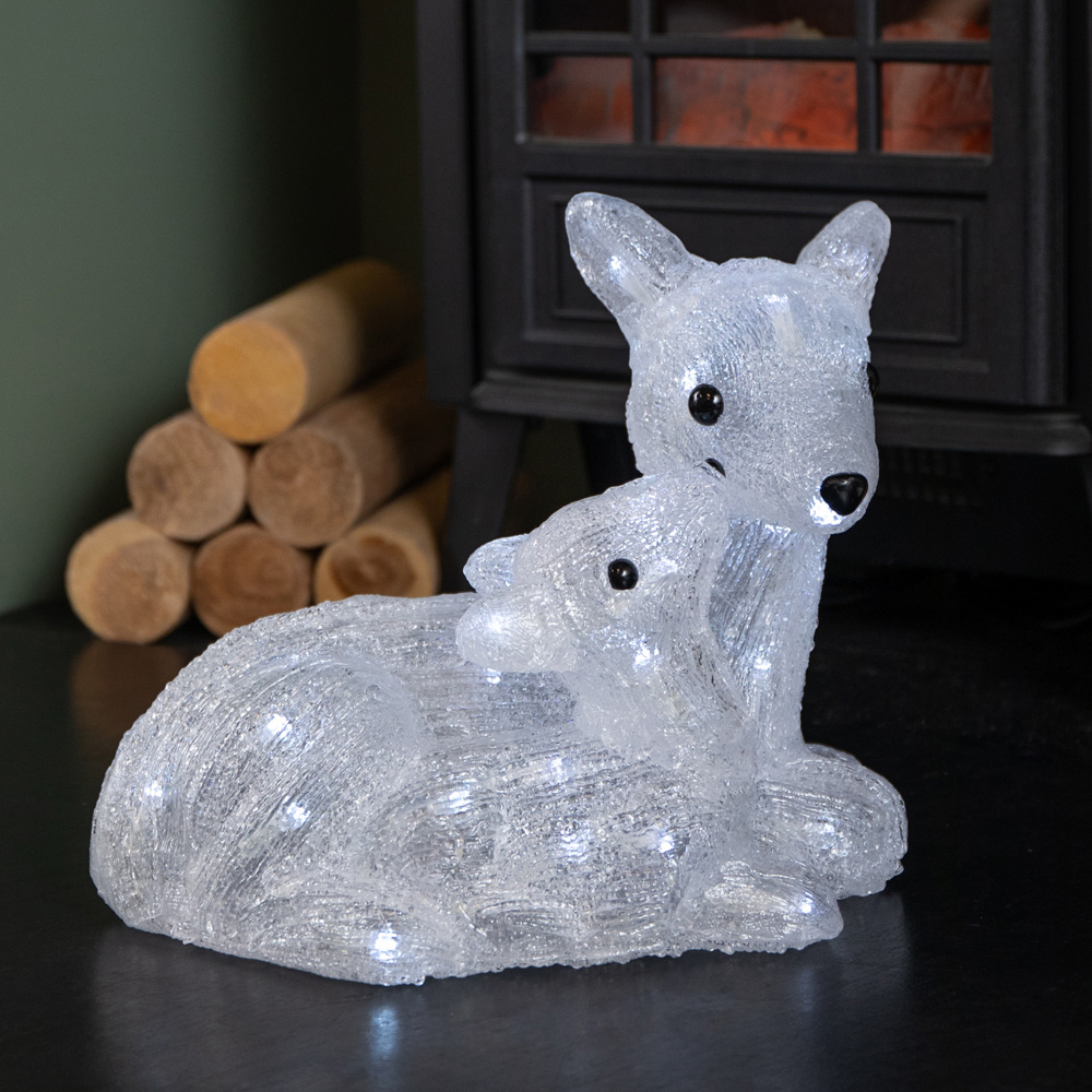 Samuel Alexander 40 Cool White LED Light-Up Ice Frosted Doe and Fawn Christmas Decoration 27cm Image 4