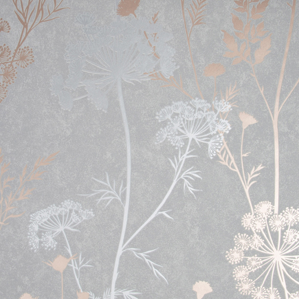 Superfresco Easy Cow Parsley Grey and Rose Gold Wallpaper Image 1