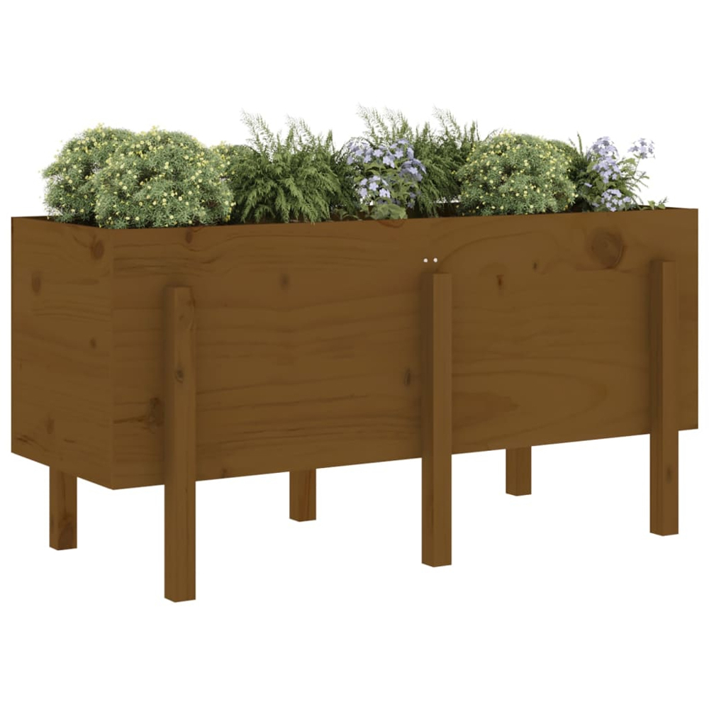 vidaXL Honey Brown Solid Pine Wood Raised Garden Bed 57 x 121 x 50cm Image 2
