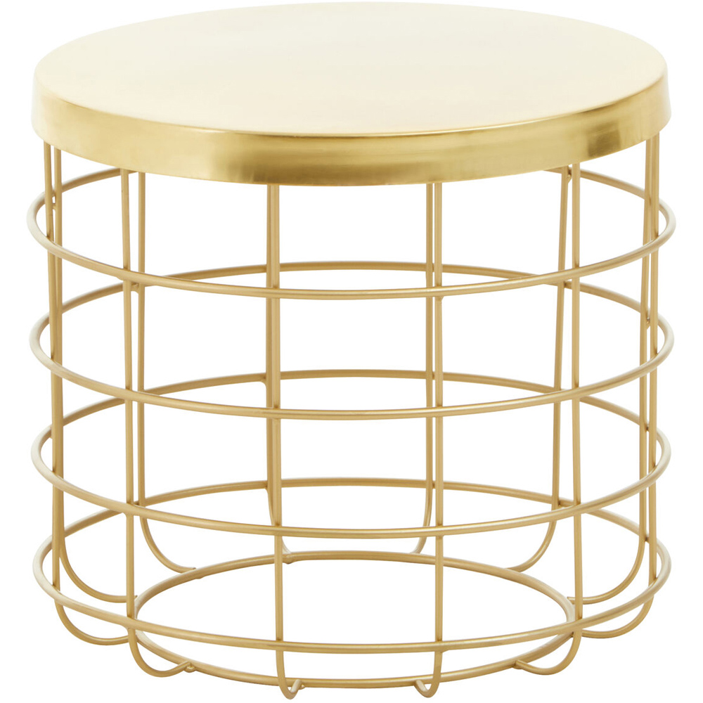 Premier Housewares Pali Gold Finish Cage Design Round Side Table Image 2