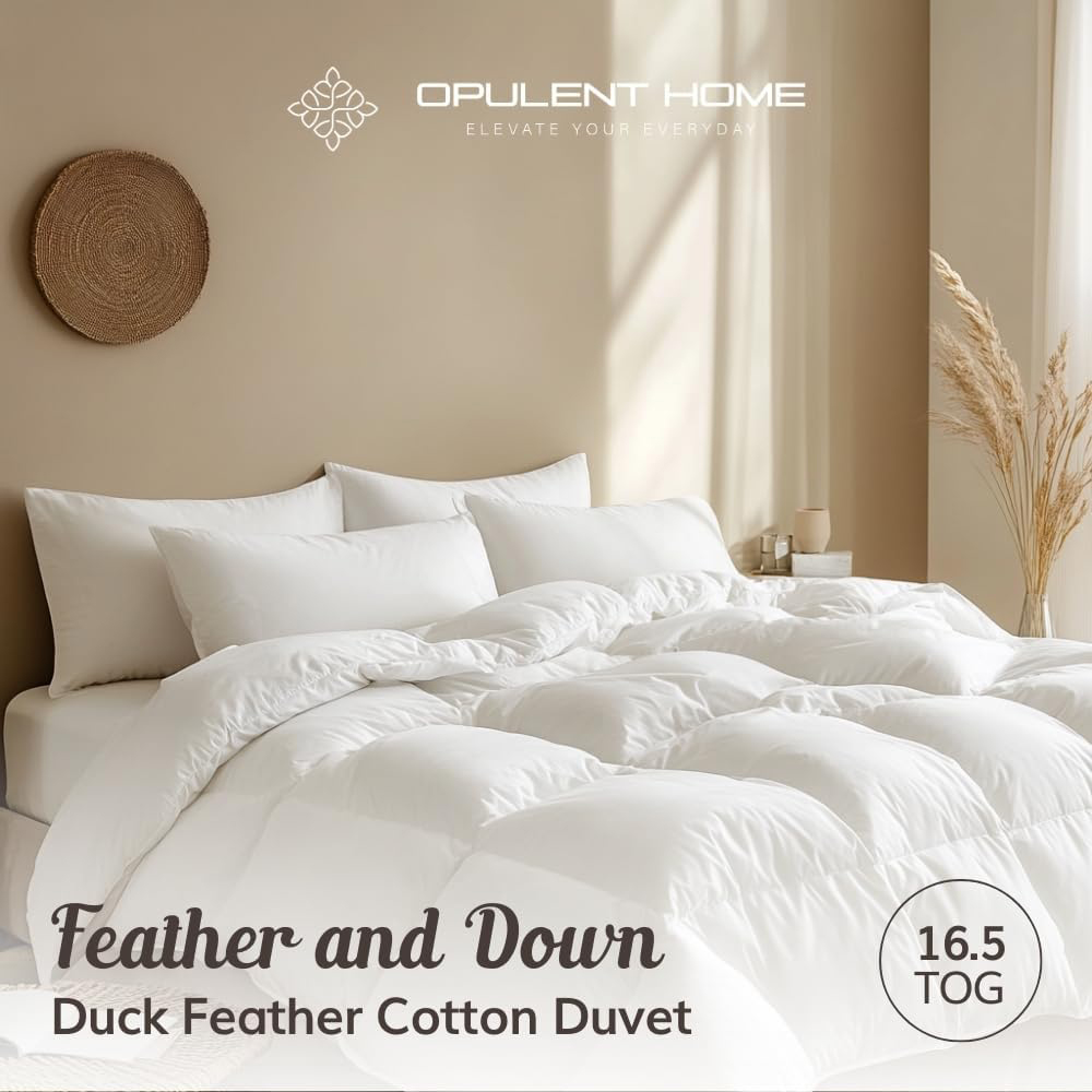 Opulent Home Double White Extra Warm Winter Duck Feather and Down Duvet 16.5 Tog Image 3