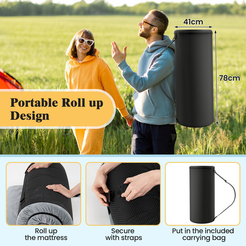 Costway Grey High Density Foam Foldable Camping Mattress with Carrying Bag Image 9