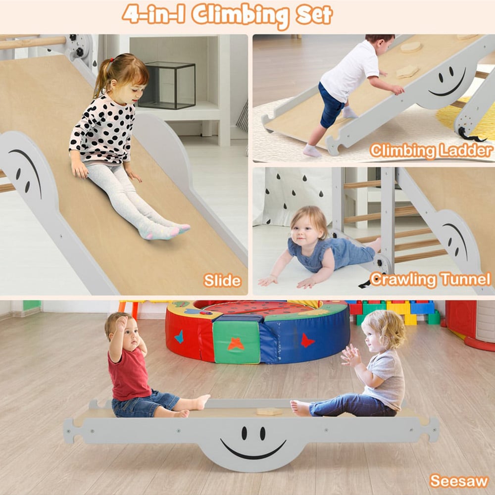 Costway Grey Montessori Foldable Climbing Set Image 7