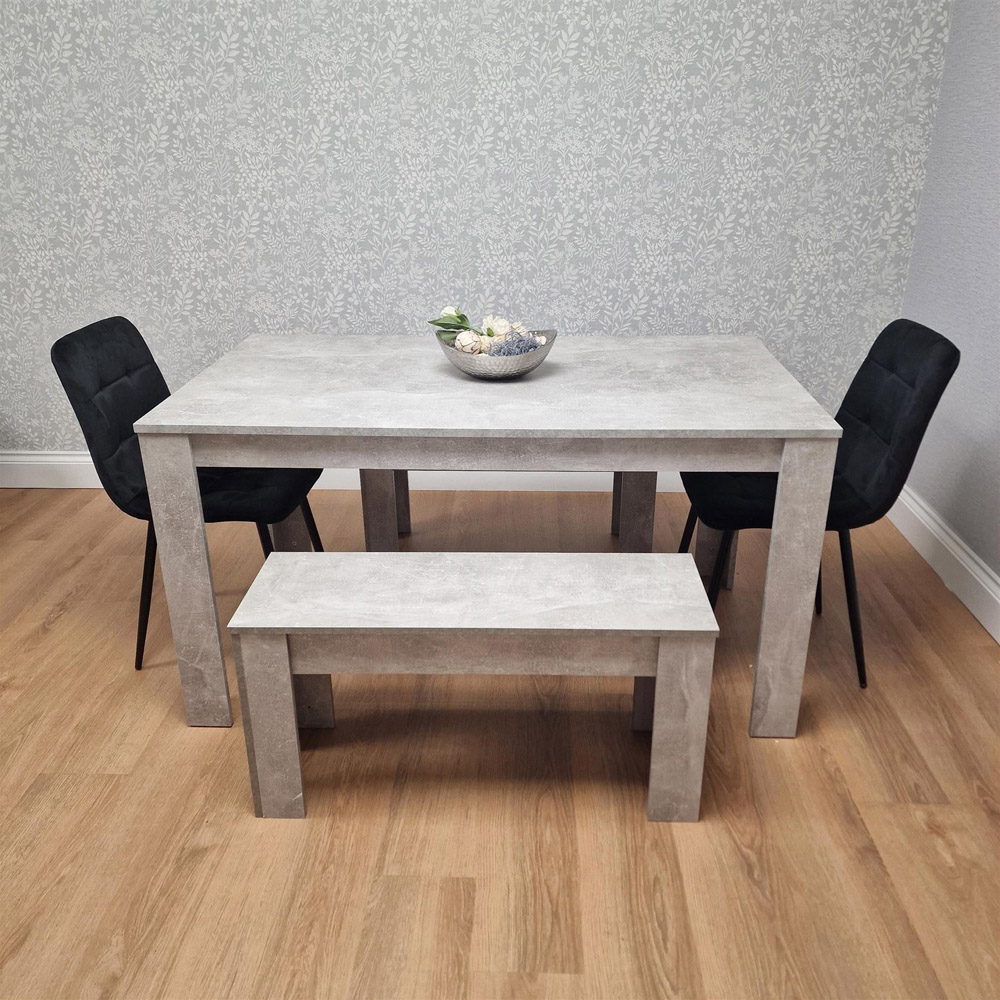 Kosy Koala 6 Seater Tufted Velvet Dining Set with Benched Stone Grey and Black Image 3