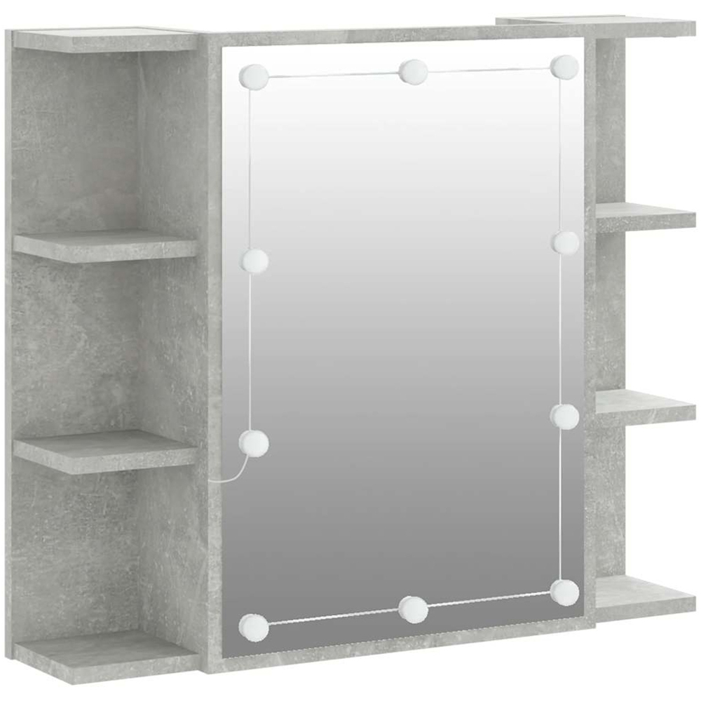 vidaXL Single Door 3 Shelf LED Concrete Grey Mirror Cabinet Image 2