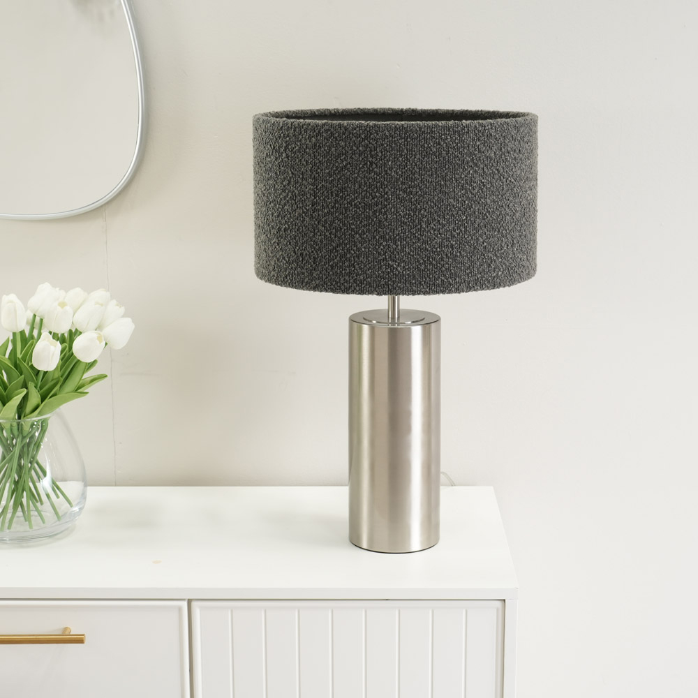 ValueLights Lexy Charcoal Boucle Shade Chrome Touch LED Table Lamp Image 5