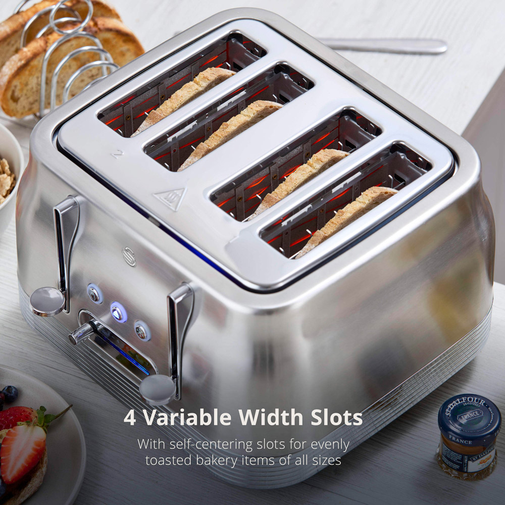 Swan Retro Revive Silver 4 Slice Toaster Image 4