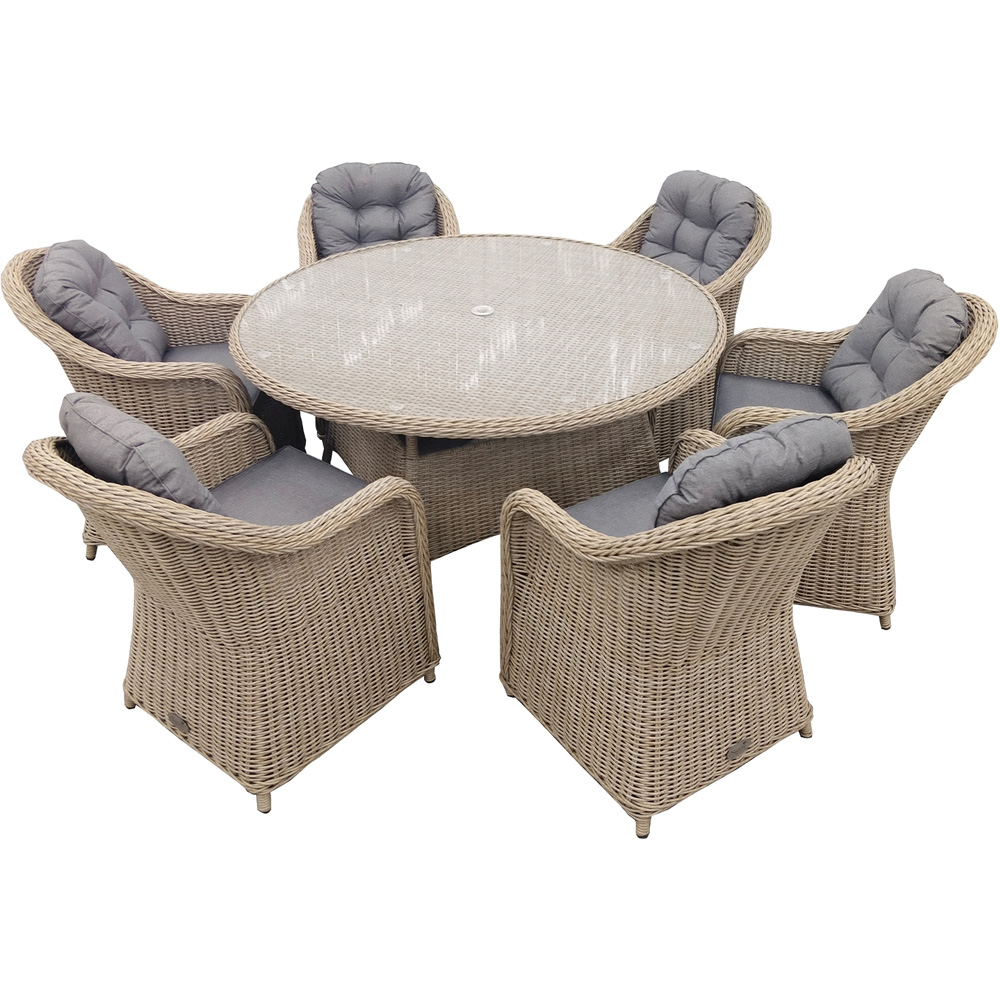 Oseasons Sicilia 6 Seater Rattan Dining Set Sandy Oak Image 2
