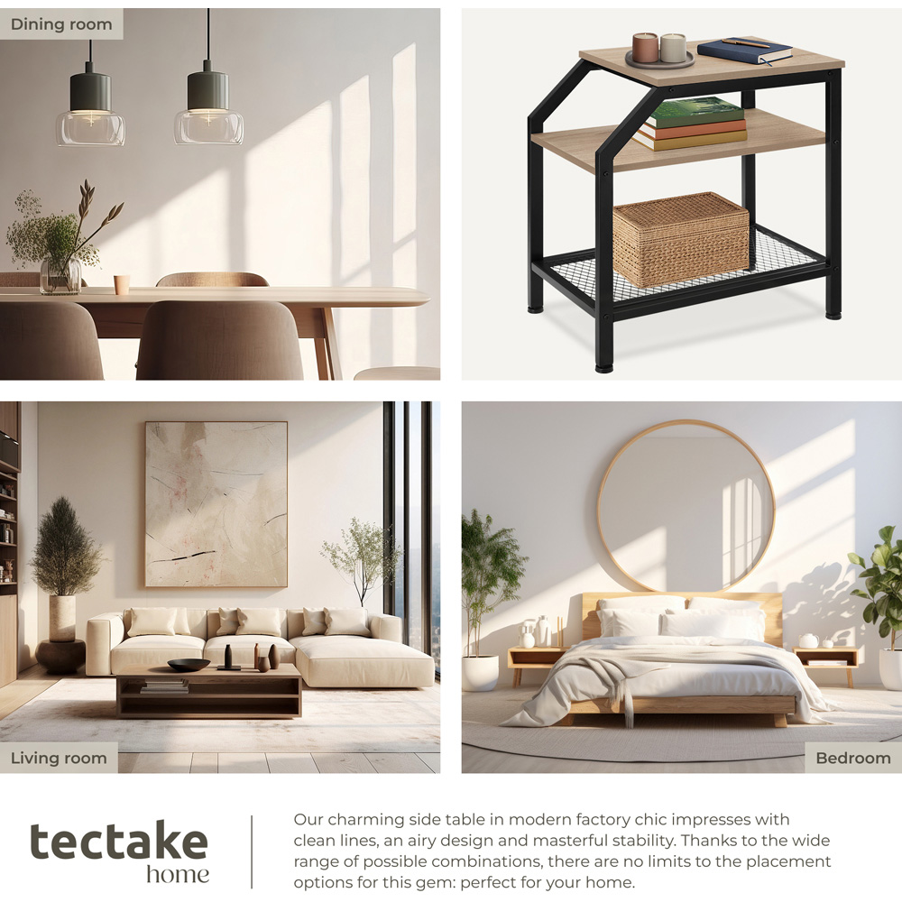 Tectake Plymouth 2 Grid Shelf Sonoma Oak Bedside Table Image 7