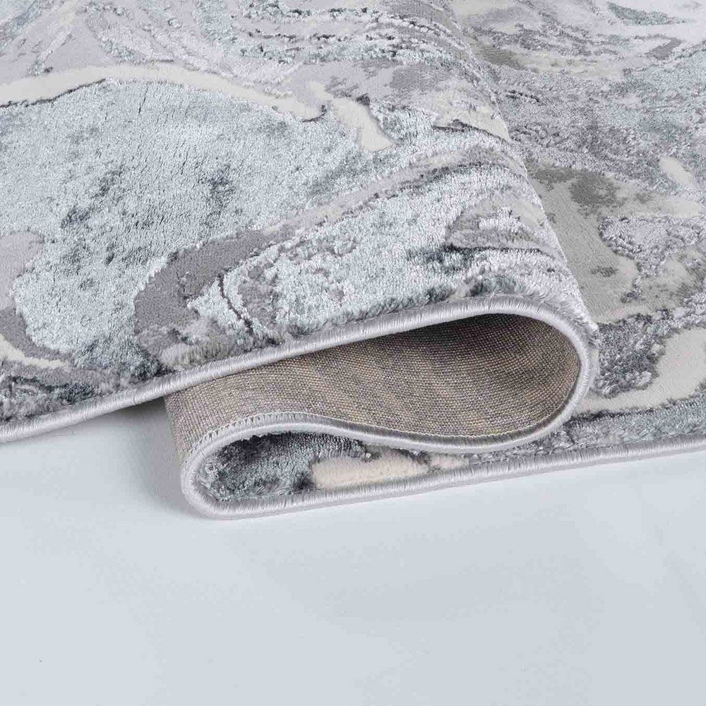 Desire Rugs Solarius Silver Grunge Marbling Abstract Area Rug 60 x 220m Image 3