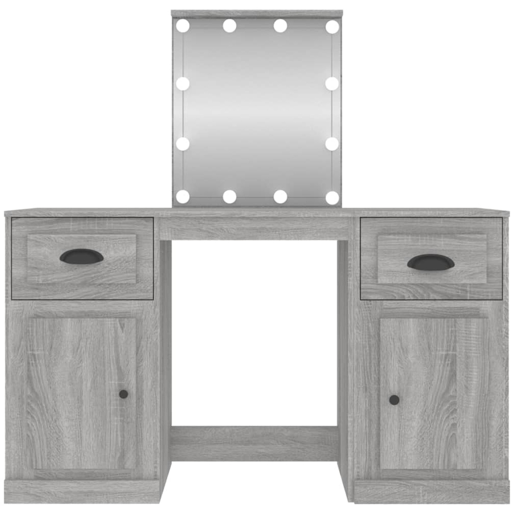 vidaXL 2 Door 2 Drawer Grey Sonoma Dressing Table with LED Mirror Image 6