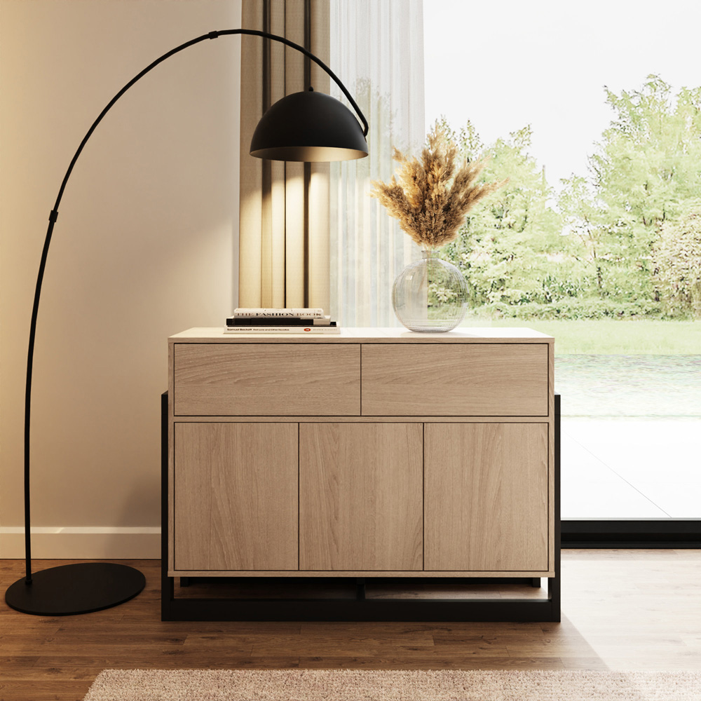 GFW Taite 3 Door 2 Drawer Oak Sideboard Image 8