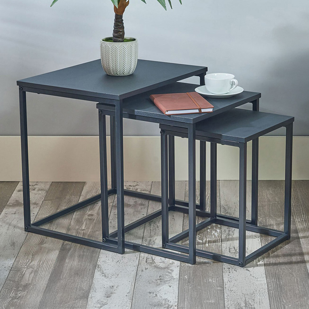 Black Nest of Tables Set of 3 Image 1