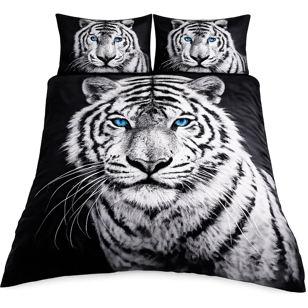 Smart Living King Size 3D White Tiger Print Duvet Cover Set Image 2