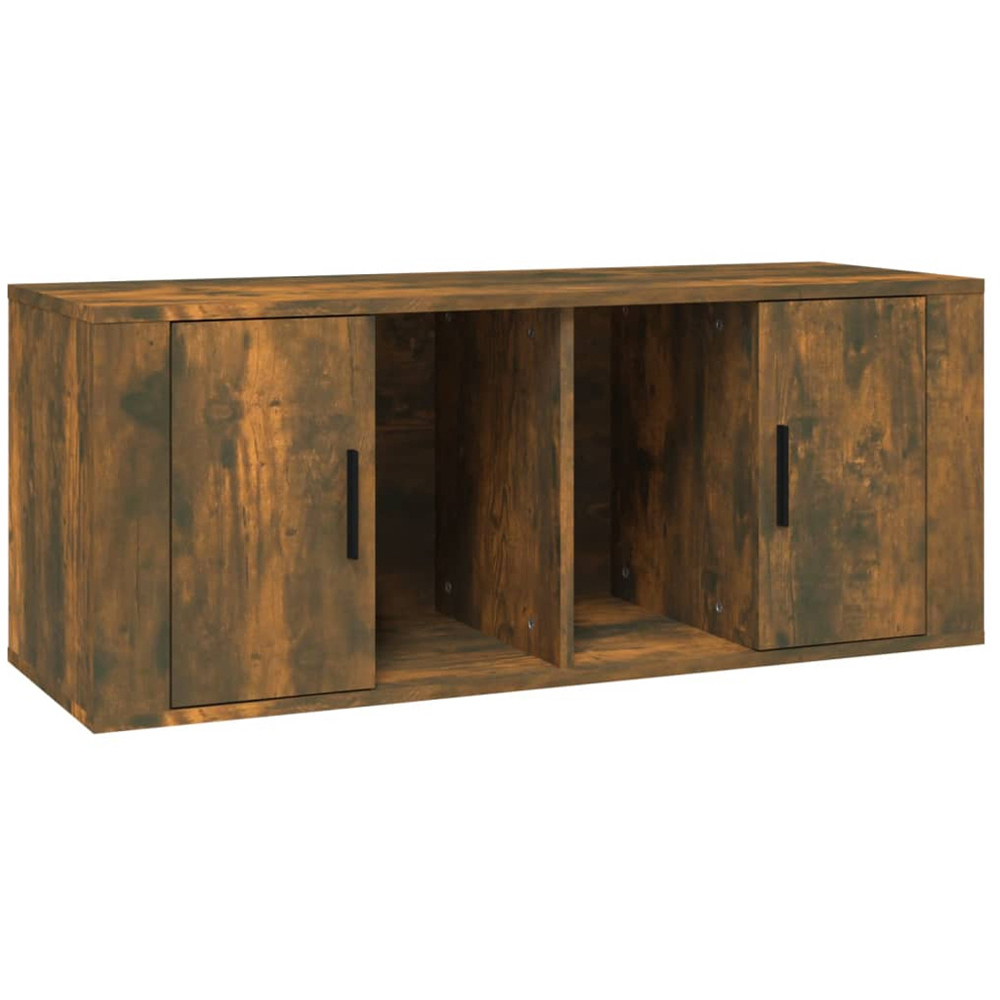 vidaXL 2 Door 2 Shelf Smoked Oak TV Cabinet Image 2
