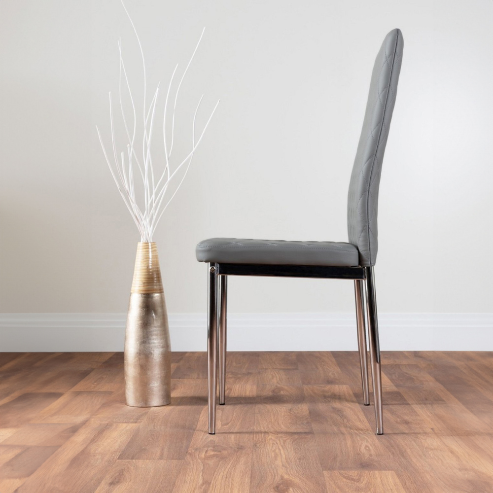 Furniturebox Arona Valera Concrete Effect 6 Seater Round Dining Set Grey and Chrome Image 4