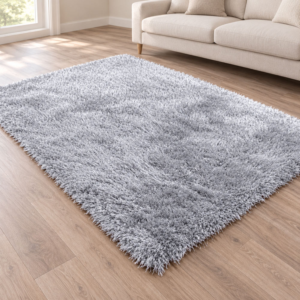 Portland Urco Boston Silver Plain Shaggy Rug 180 x 270cm Image 1