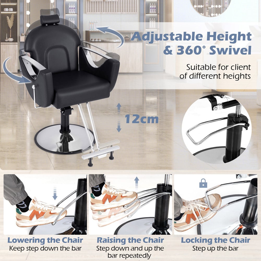 Costway Black Reclining Salon Chair Image 5