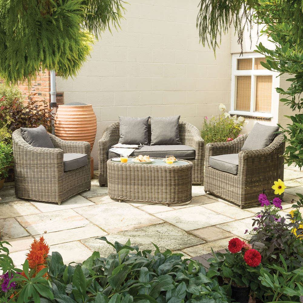 Rowlinson Bunbury 4 Seater Natural Rattan Weave Sofa Set Image 9