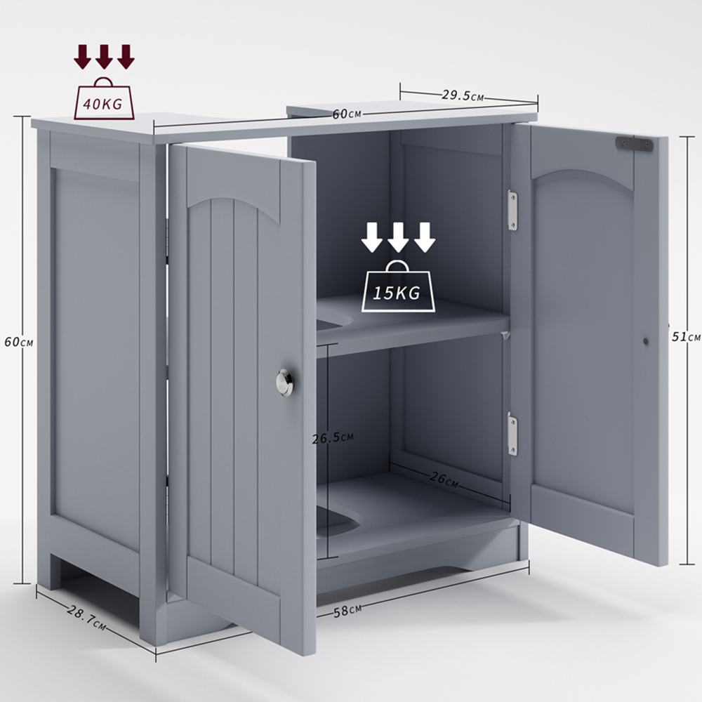 wilko Colorado Grey 2 Door Undersink Bathroom Cabinet Image 7
