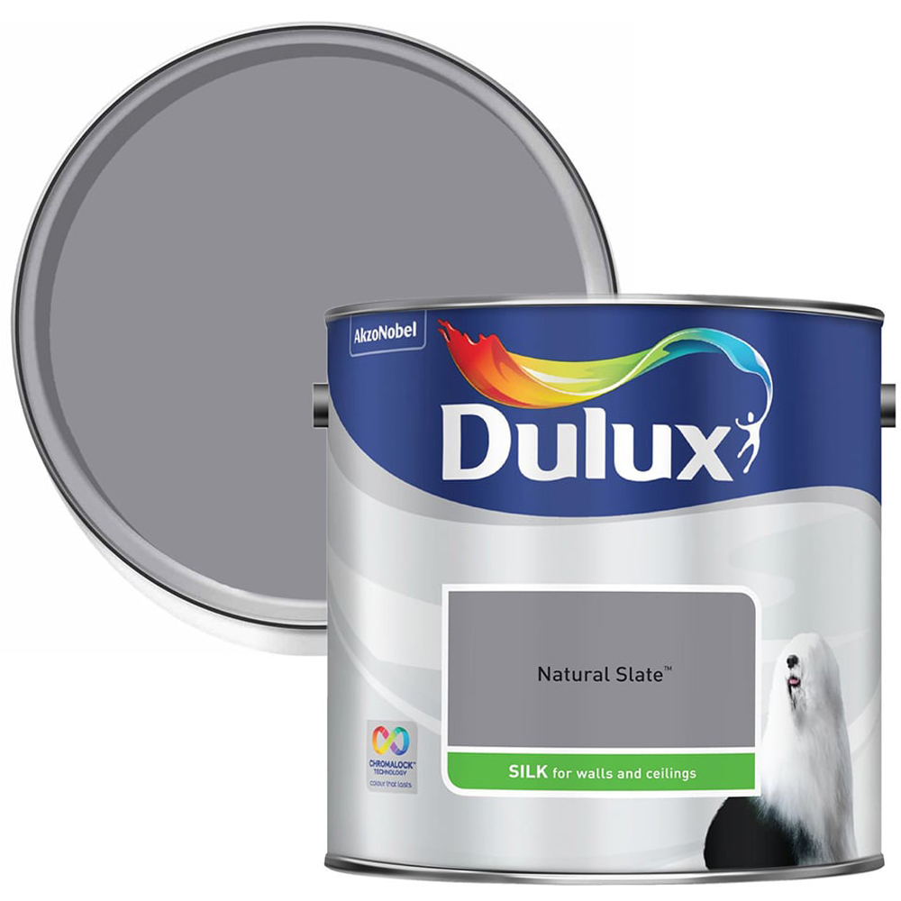 Dulux Walls & Ceilings Natural Slate Silk Emulsion Paint 2.5L Image 1