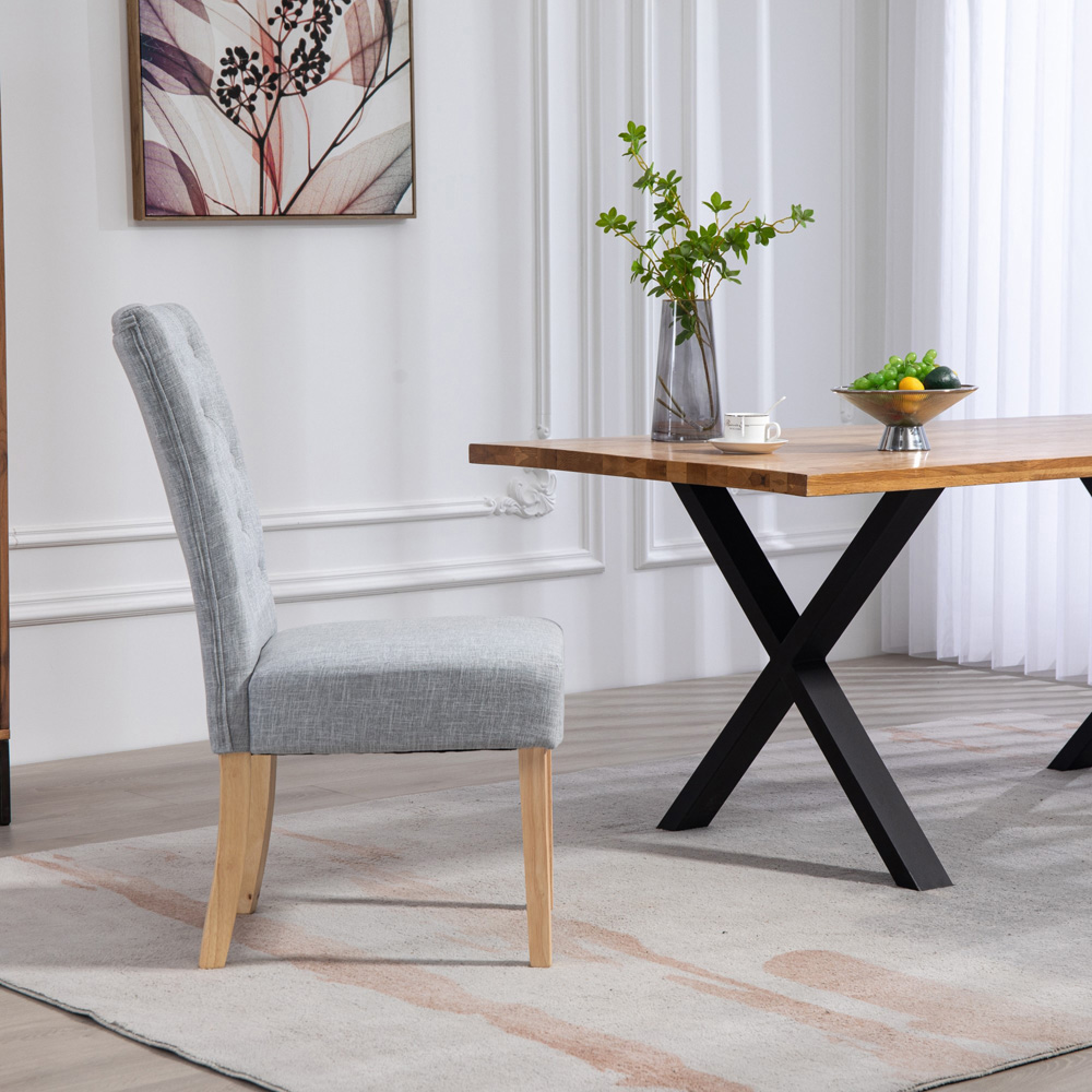 Artemis Home Carrara Set of 2 Light Grey Pienza Fabric Dining Chairs Image 4