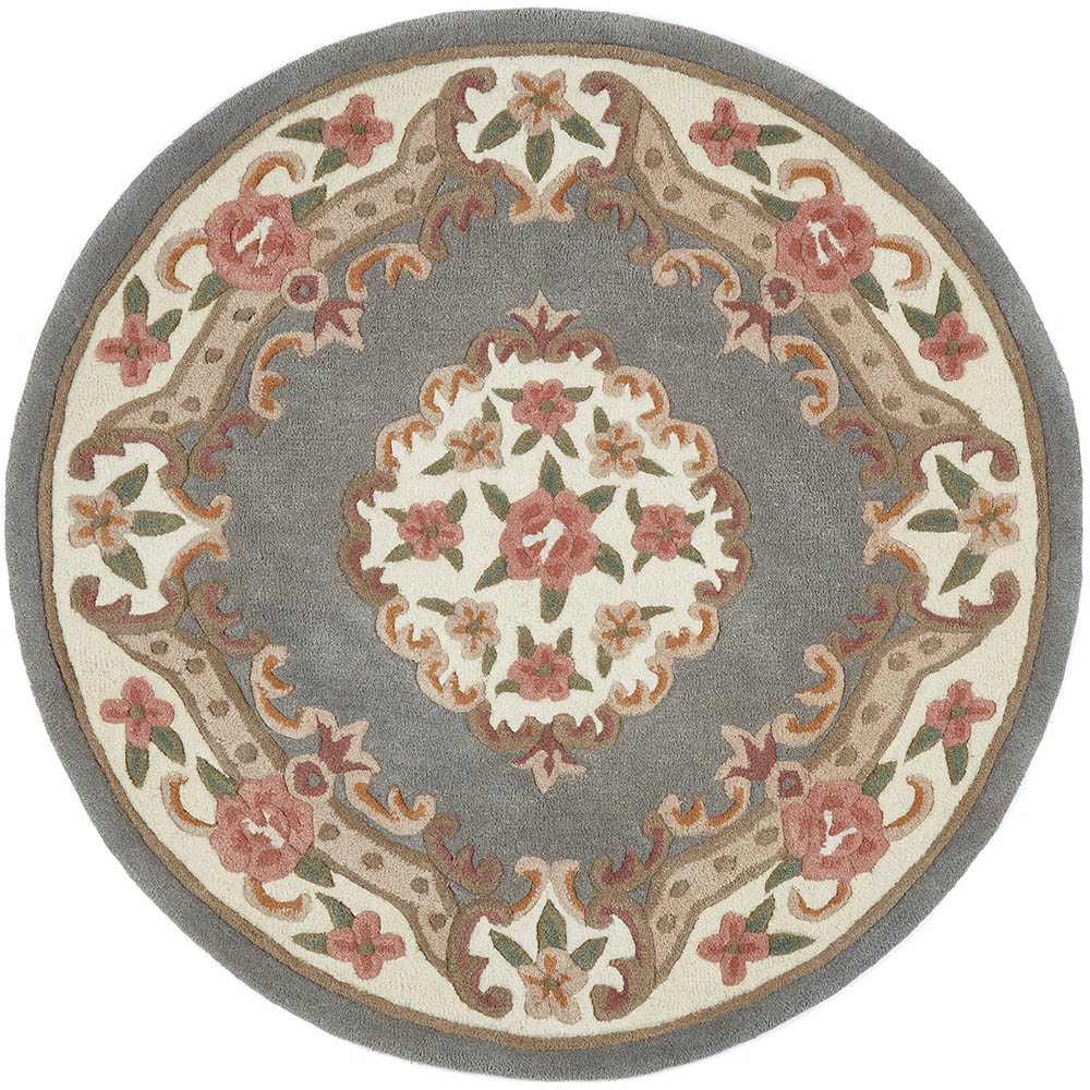 Origins Shensi Grey Wool Round Rug 120cm Image 1
