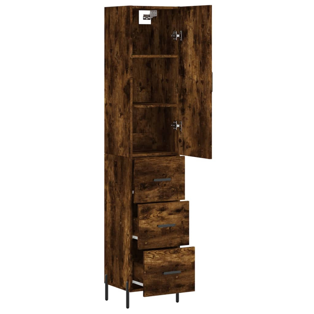 vidaXL Single Door 3 Drawer Smoked Oak Highboard Image 4