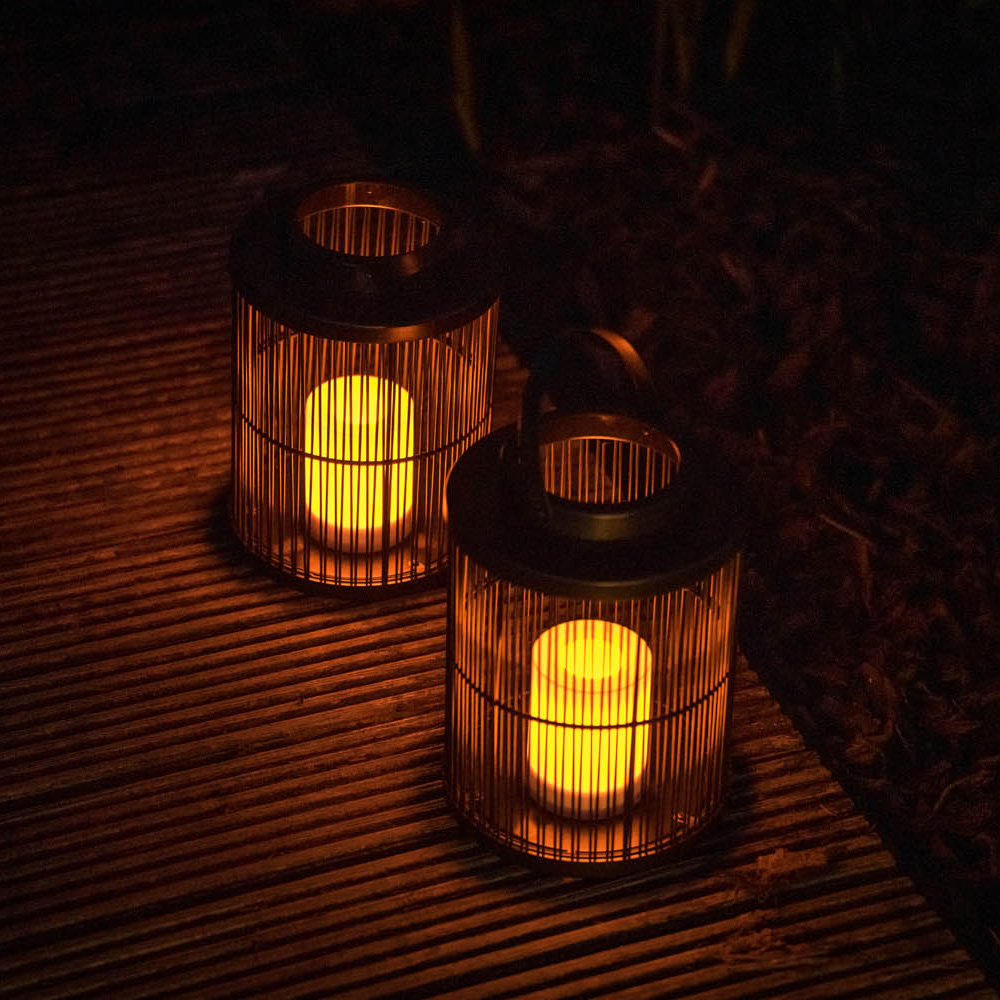 ValueLights 2 Pack Wire Basket Outdoor Lantern Image 2