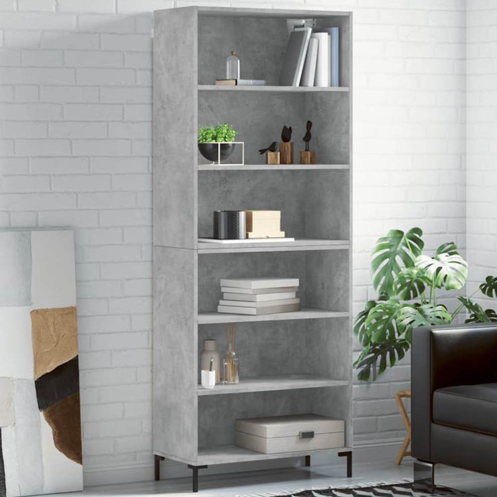 vidaXL 6 Shelf Concrete Grey Wooden Cabinet Image 1