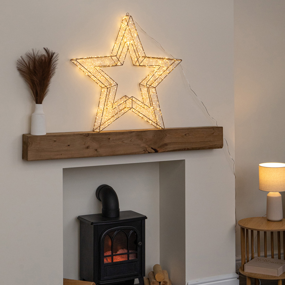Samuel Alexander 2400 Warm White LED Light-Up Gold Christmas Star 58cm Image 8