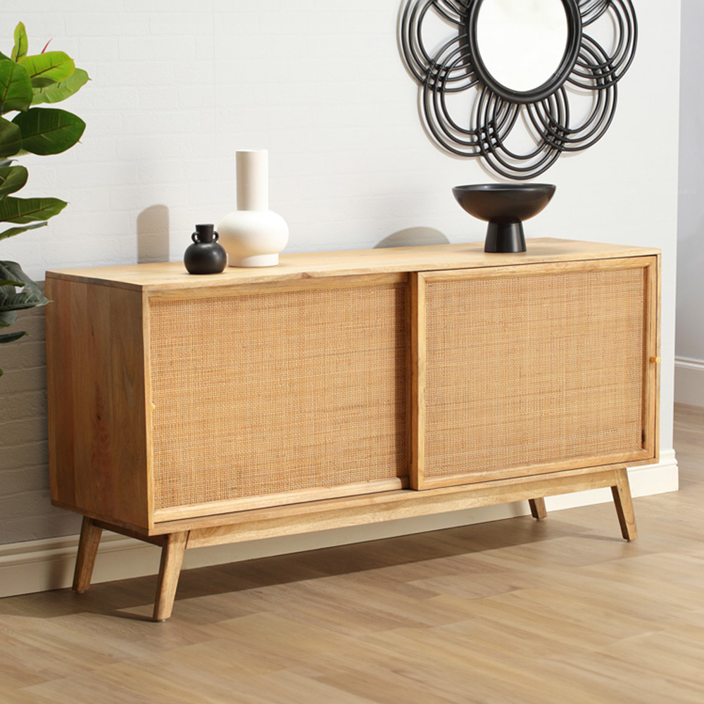 Desser Manhattan 2 Door Natural Rattan and Mango Wood Sideboard Image 1