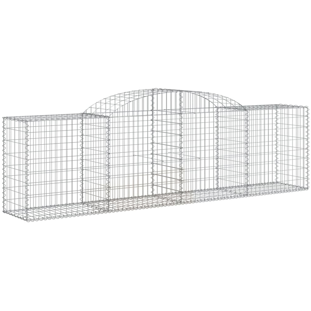 vidaXL Silver Galvanised Iron Arched Gabion Basket 300 x 50 x 80/100cm 9 Pack Image 1