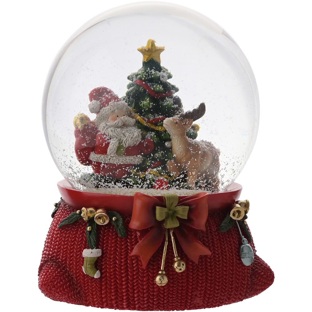 The Christmas Gift Co Musical Santa with Reindeer Scene Snow Globe Image 1