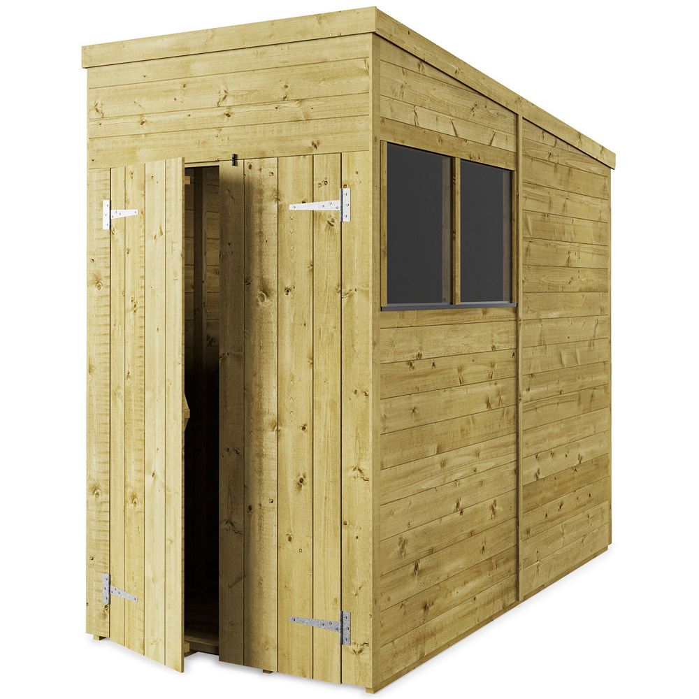 StoreMore 4 x 8ft Double Door Tongue and Groove Pent Shed with Window Image 1