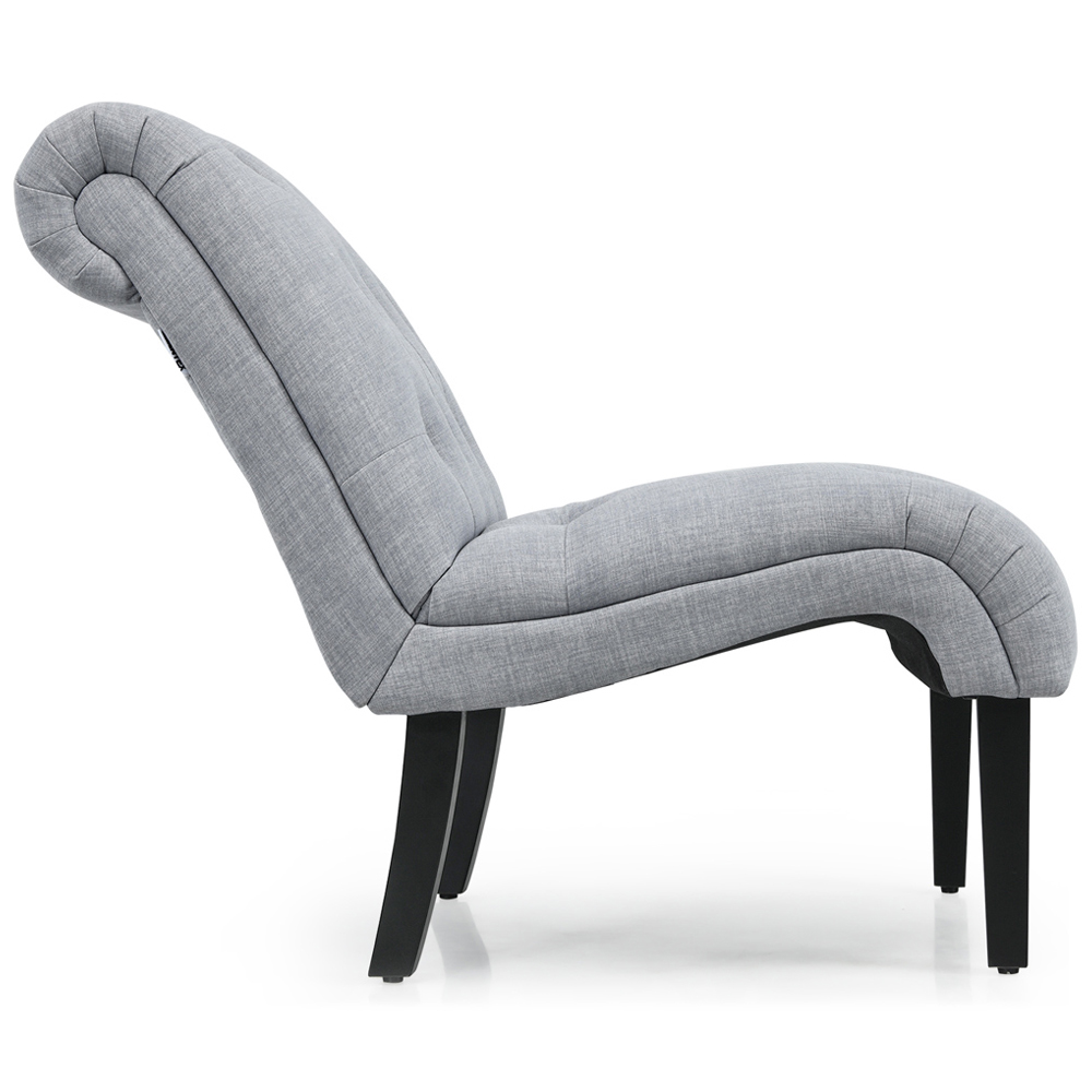 Costway Light Grey Button Tufted Linen Accent Chair Image 4