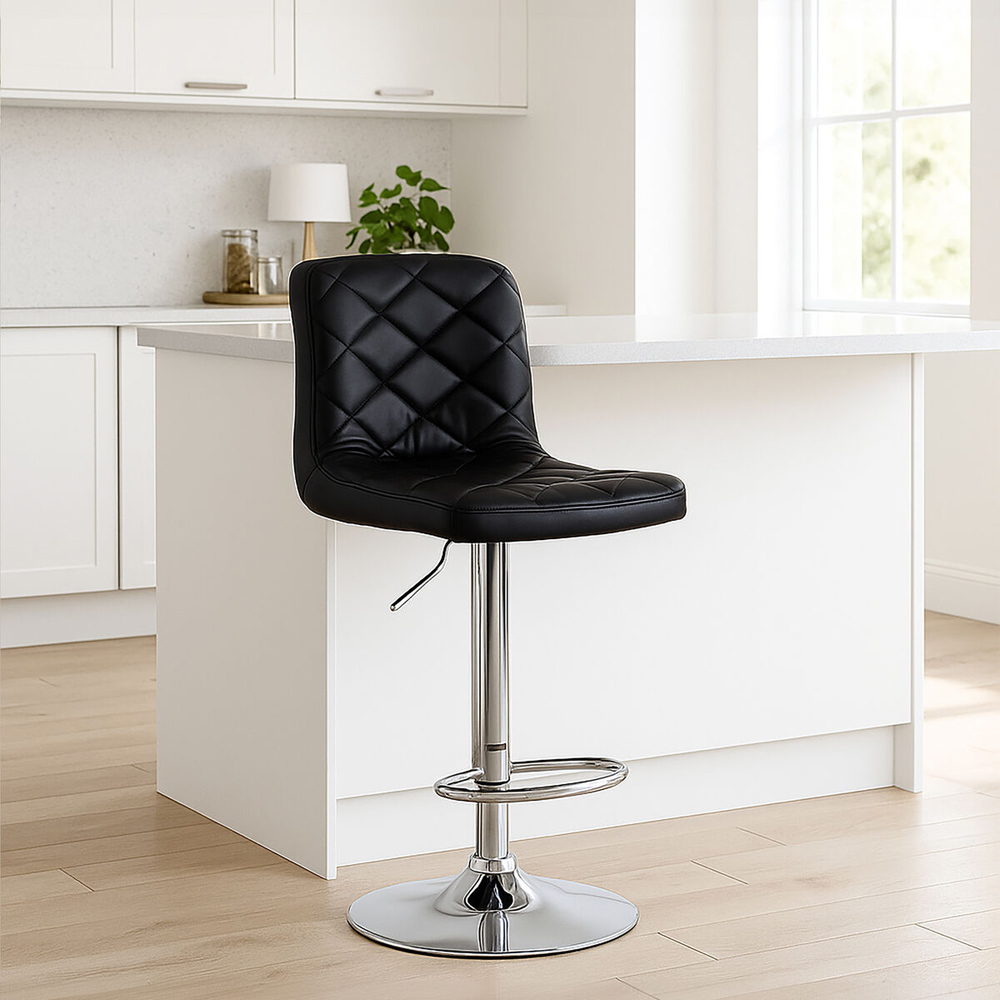 Premier Housewares Tara Black Faux Leather Bar Chair Image 2
