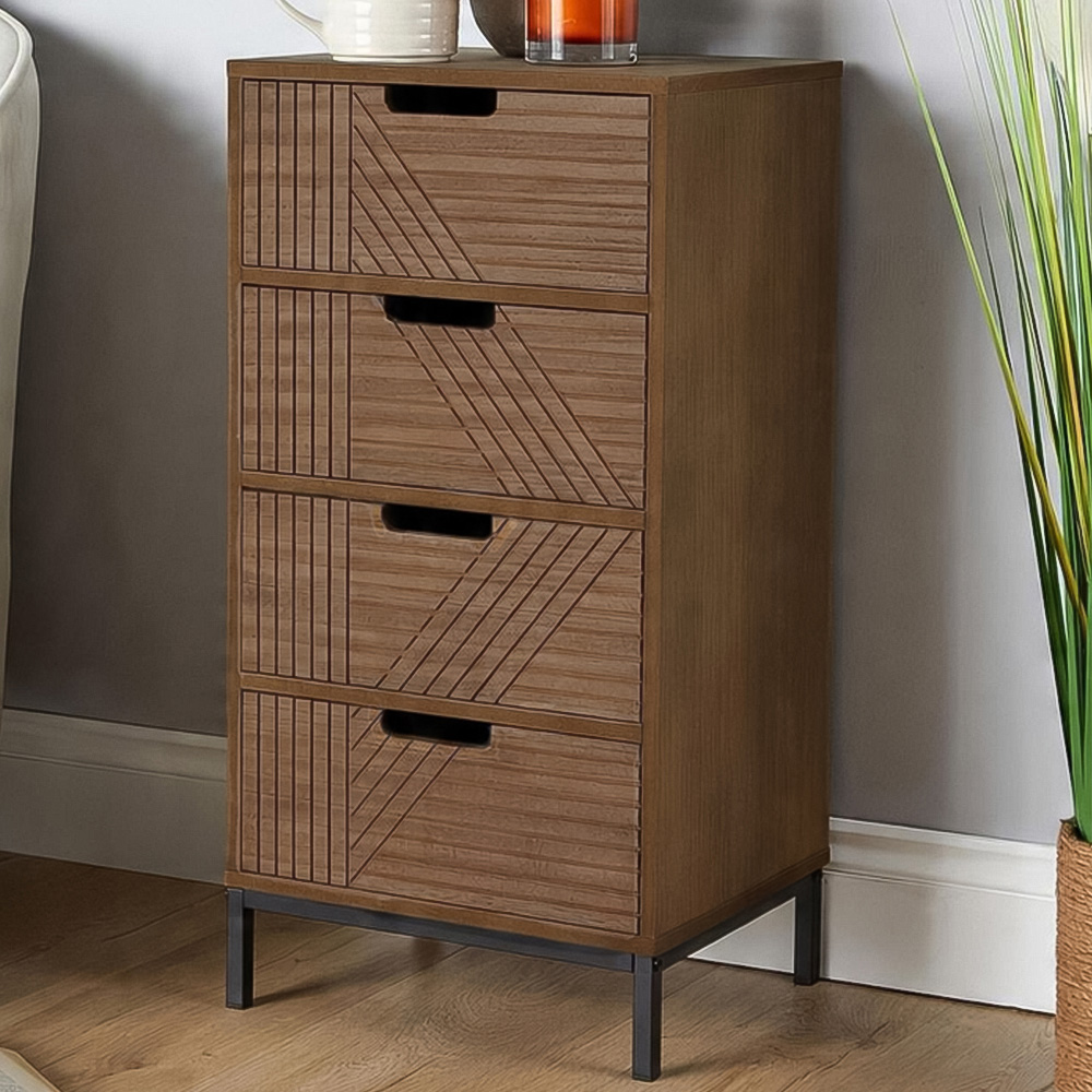 Home Source Mundesley 3 Drawer Wooden Geometric Storage Unit Image 1