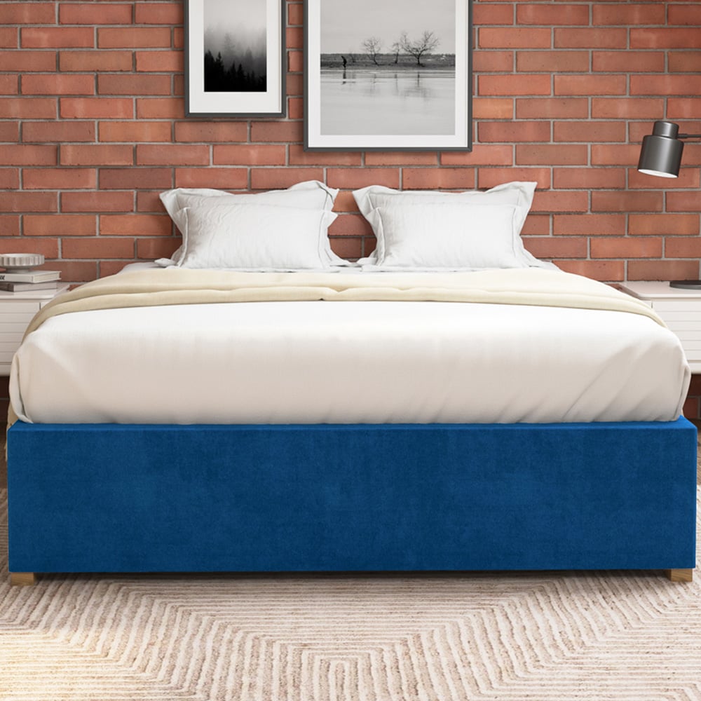 Aspire Furniture King Size Navy Plush Platform Ottoman Bed Image 3