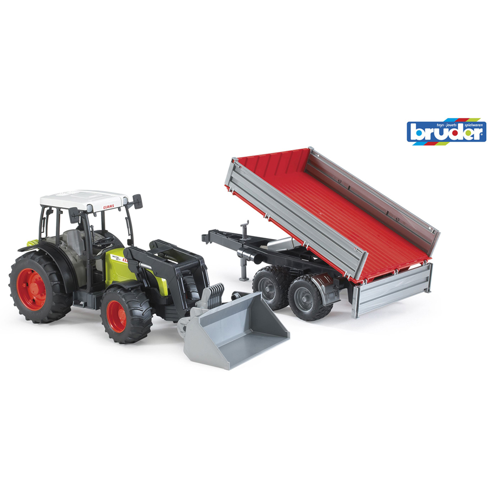 Bruder Kids Claas Nectis 267 F Tractor Playset Model with Frontloader and Tipping Trailer Image 6