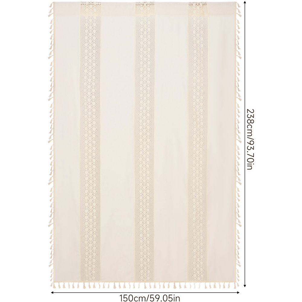 Living and Home Beige Bohemian Semi Sheer Diamond Pattern Curtain 238 x 150cm Image 9