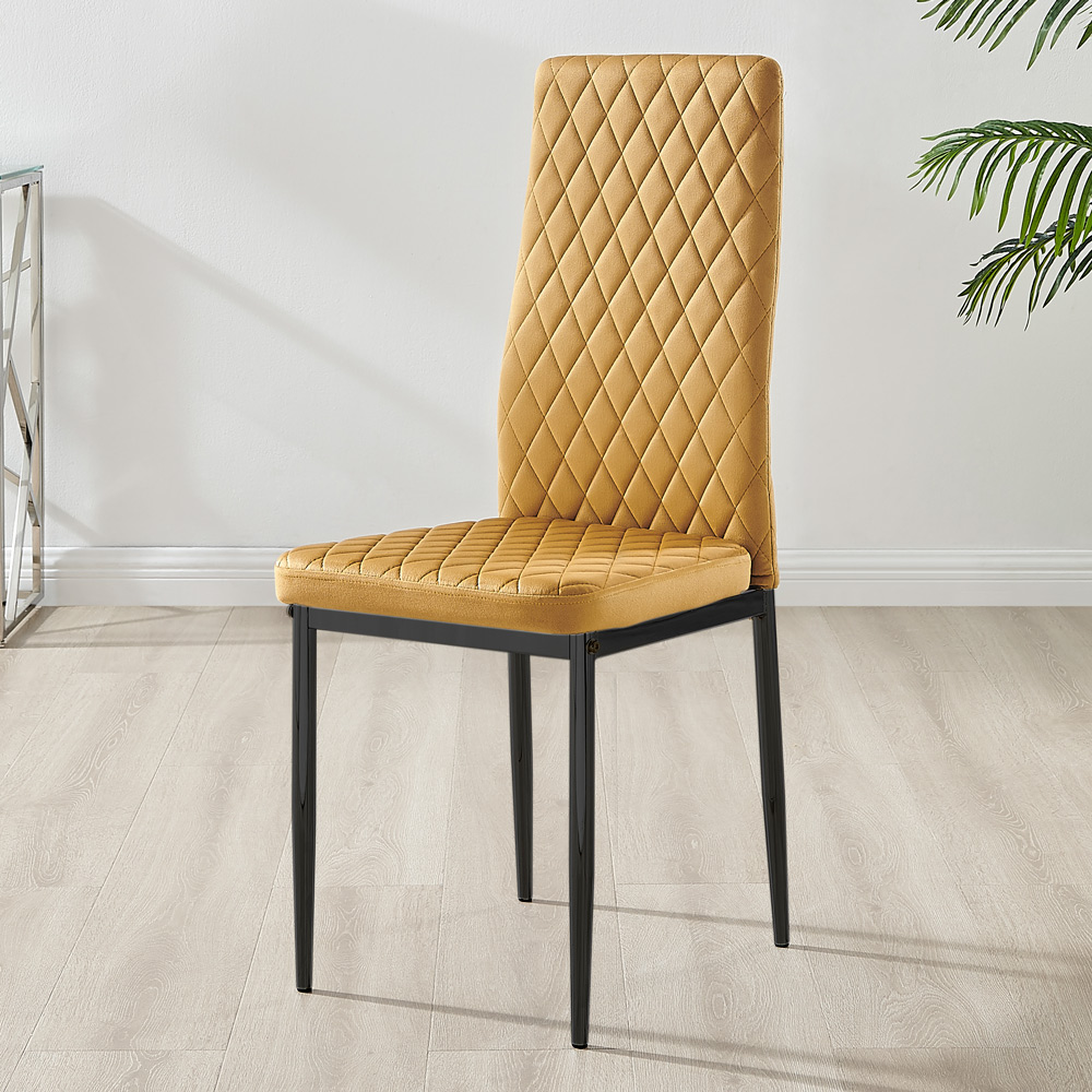 Furniturebox Lucia Valera 4 Seater Dining Set Grey Gloss Mustard and Black Image 4