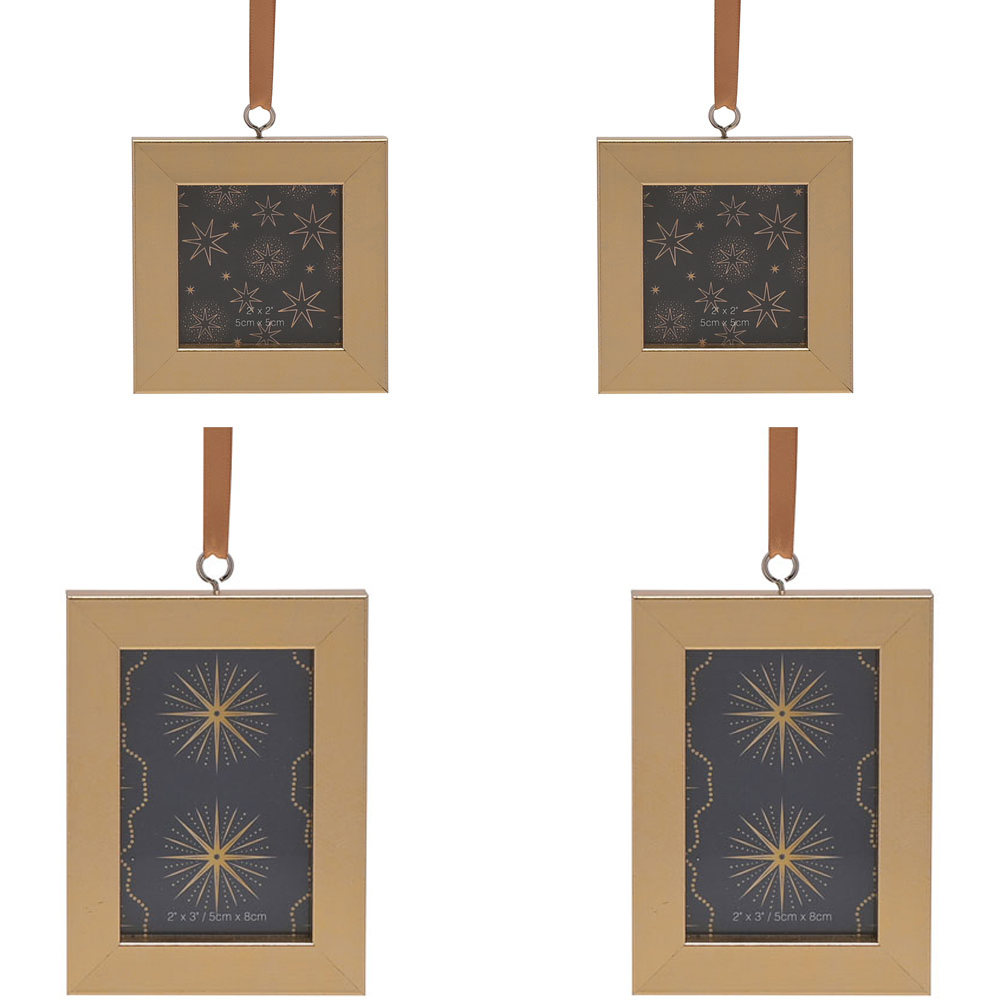 The Christmas Gift Co Celestial Mixed Design Tree Hanging Photo Frames 4 Pack Image 1