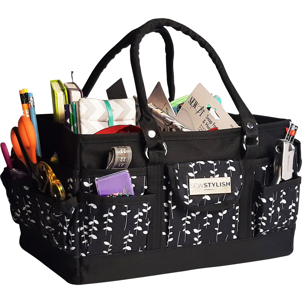 Sewing Online PT900-BLK-SPRIG Black Sprig Deluxe Tote Organiser 30 x 20 x 18cm Image 4