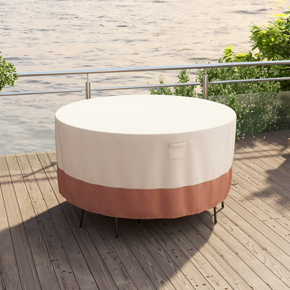 Costway Beige Small Round Patio Furniture Cover Image 4