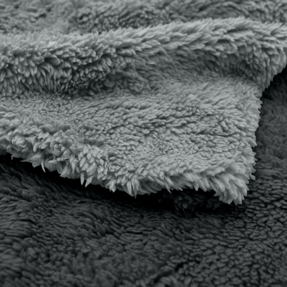 Velosso Single Charcoal and Silver Teddy Fleece Reversible Duvet Cover Set Image 3