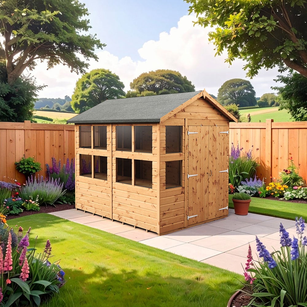 Empire Sheds 6 x 8ft 2 Door Dipped Treated Tongue and Groove Apex Potting Shed Image 2