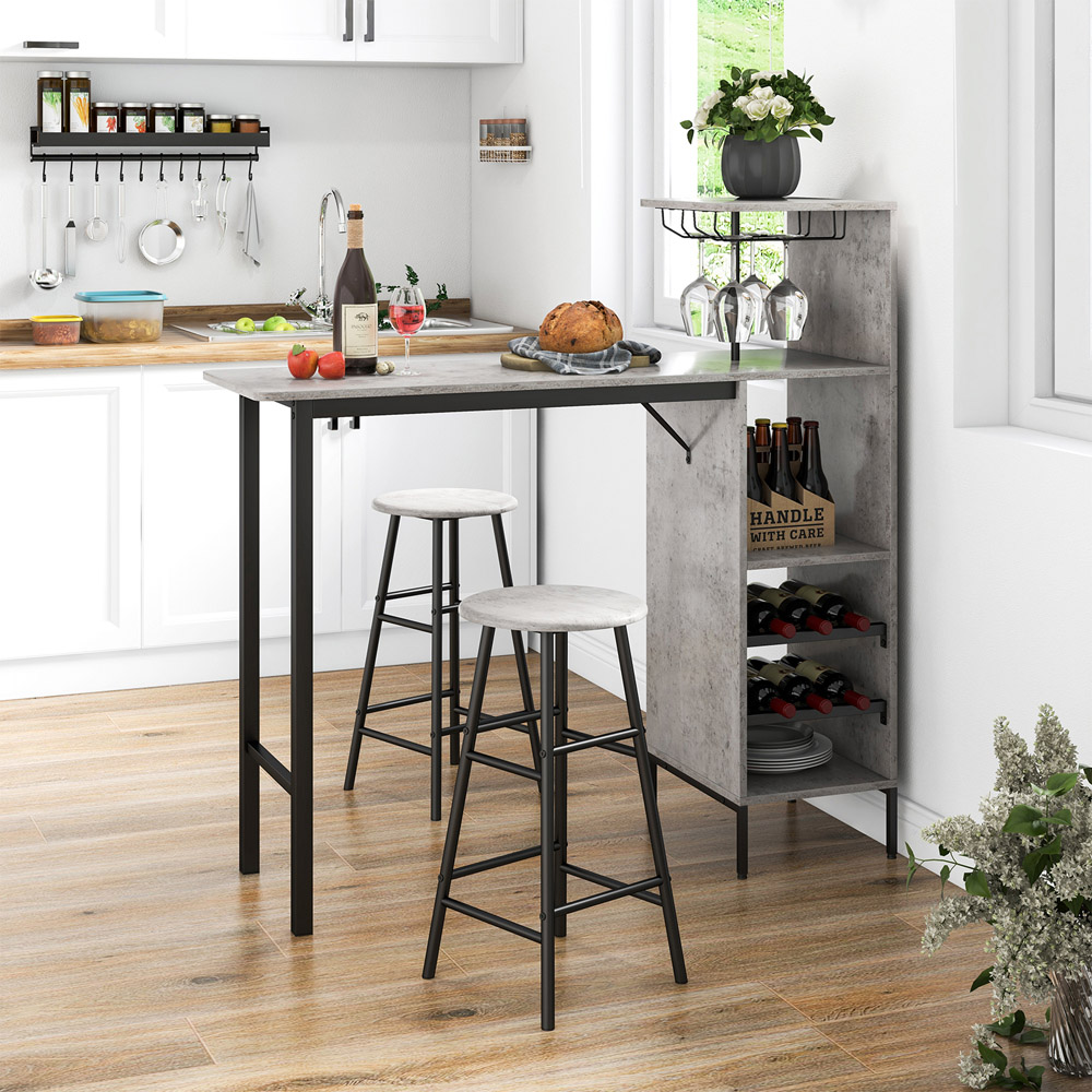 Costway 2 Seater Counter Height Dining Set Grey Image 4
