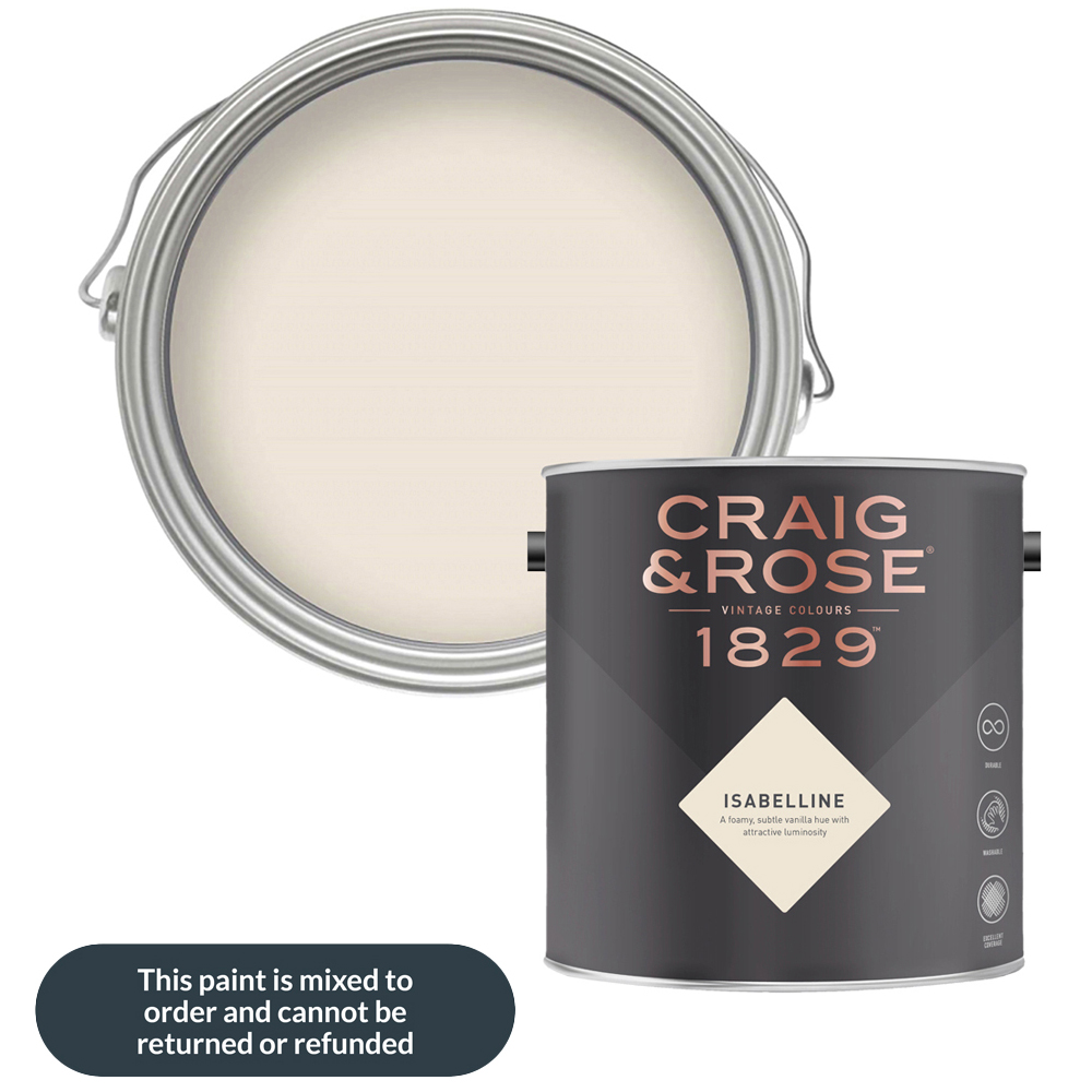 Craig & Rose Walls and Ceilings Isabelline Chalky Emulsion Paint 5L Image 1