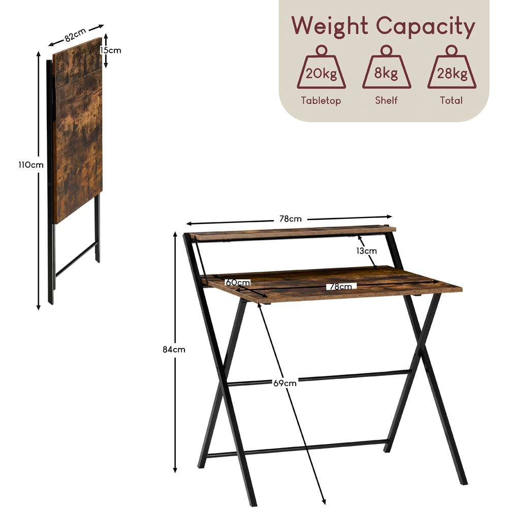 Vida Designs Brooklyn Dark Wood Foldable Computer Desk Image 8